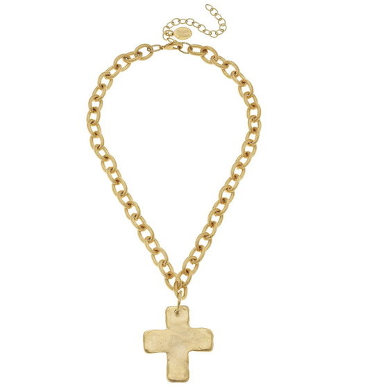 Susan Shaw Gold Solid Cross Necklace