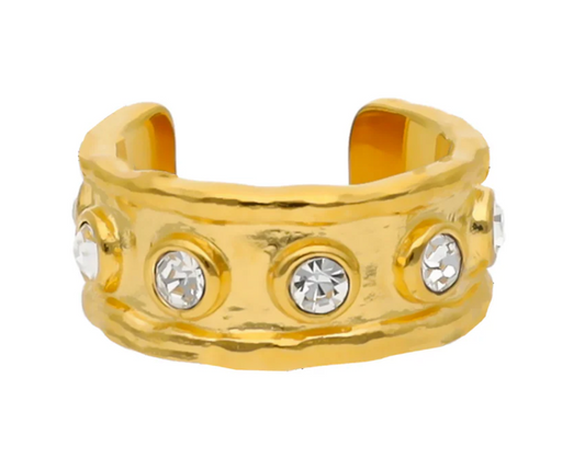 Budhagirl Seven Crystal Ring Gold