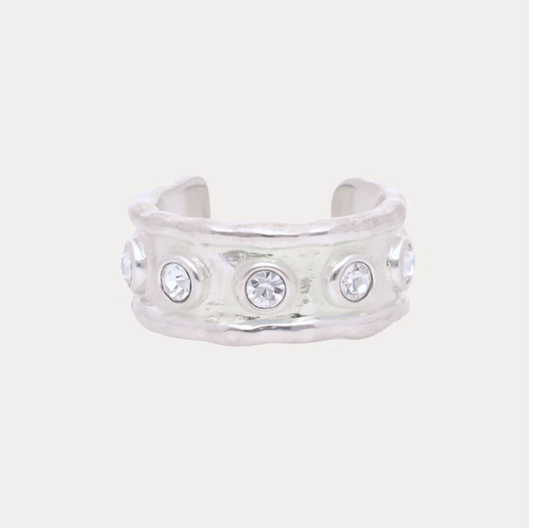 Budhagirl Seven Crystal Ring Silver
