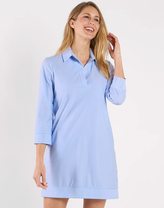 Jude Connally Finley Dress Pinstripe Periwinkle