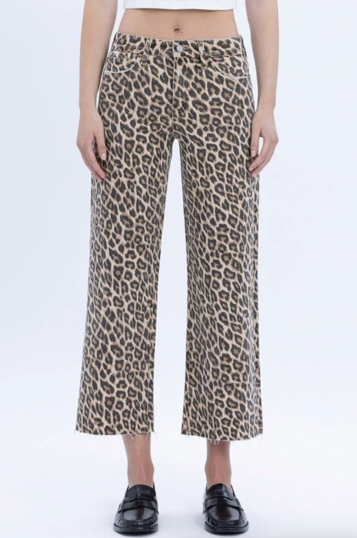 Vervet High Rise Crop Wide Leg - Leopard Print