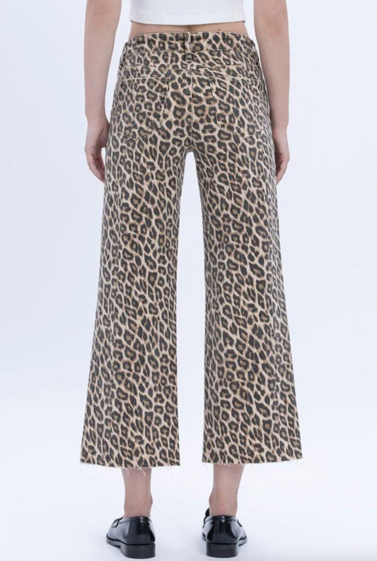 Vervet High Rise Crop Wide Leg - Leopard Print