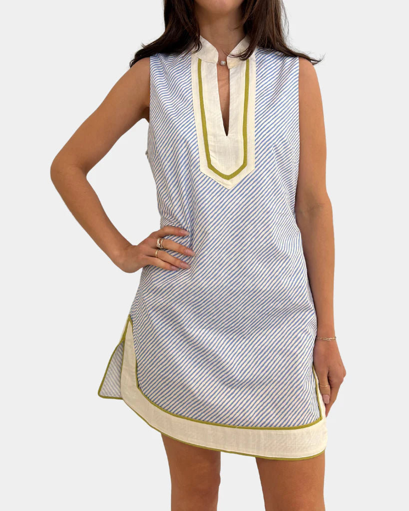 Contrast Stripe Mini Dress Blue