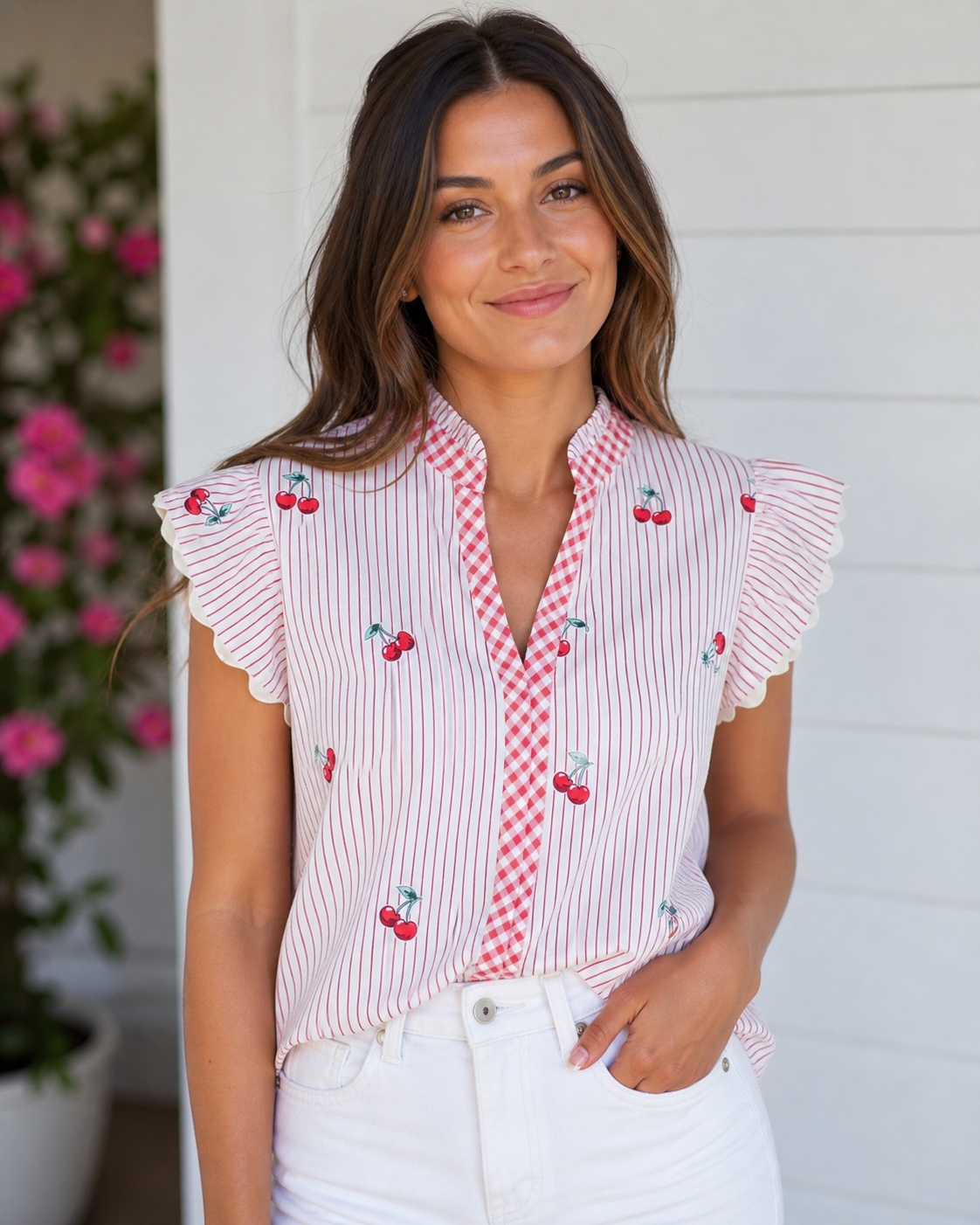 THML Cherry Stripe Top Southern Girl Chic Womens Boutique