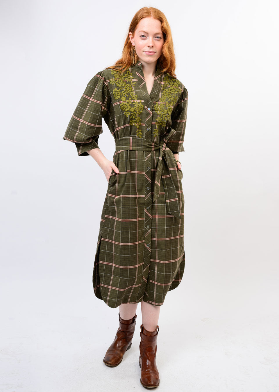 Sister Mary Triana Dress Green Plaid