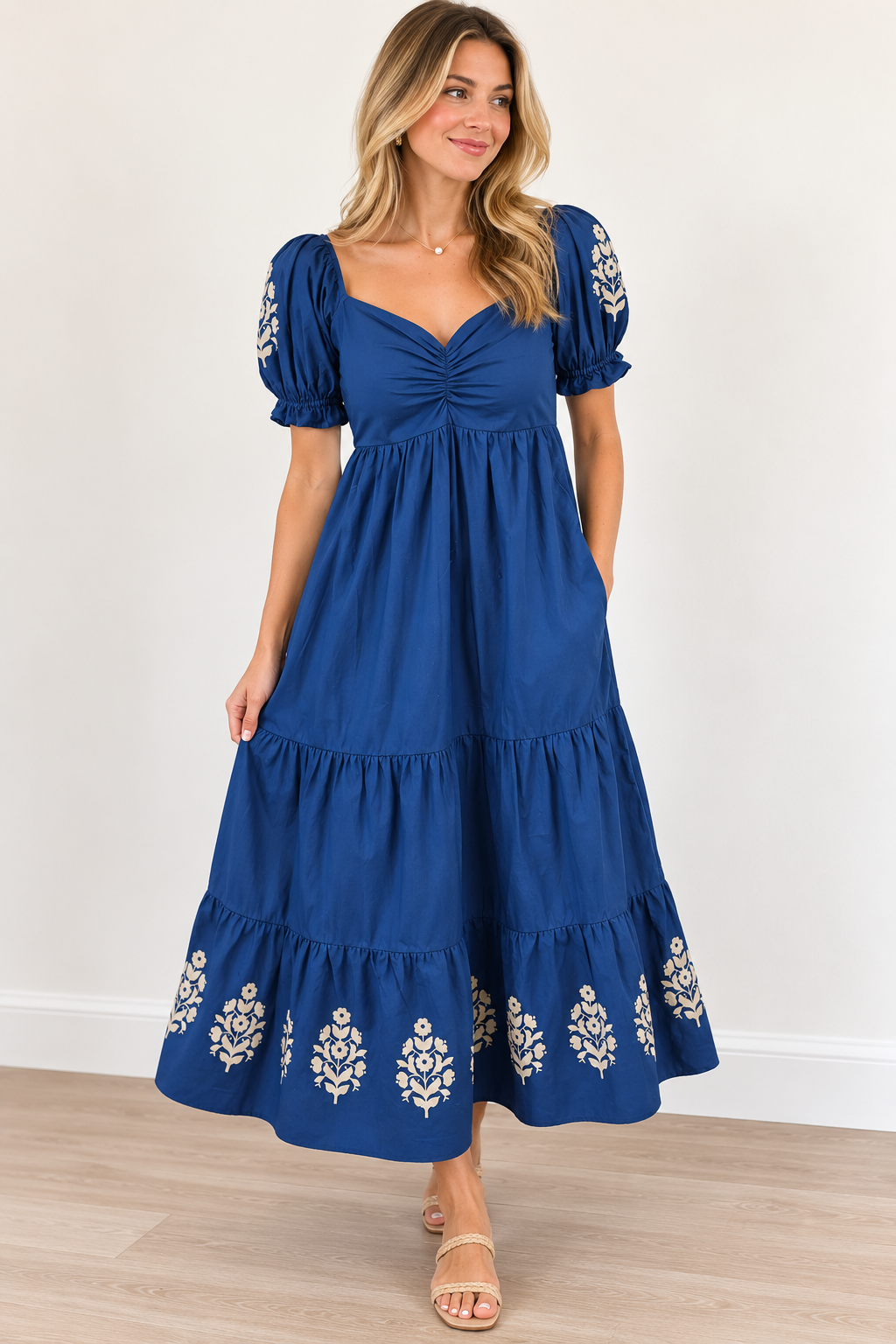 Victoria Dunn Clara the Label Peyton Sapphire Crest Maxi Dress