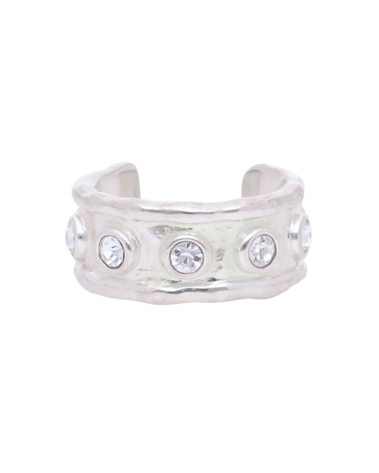 Budhagirl Seven Crystal Ring Silver