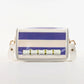 Petite Purple Stripe Clear Stadium Bag with White Bamboo Stick