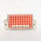 Petite Orange Gingham Clear Stadium Bag with White Bamboo Stick