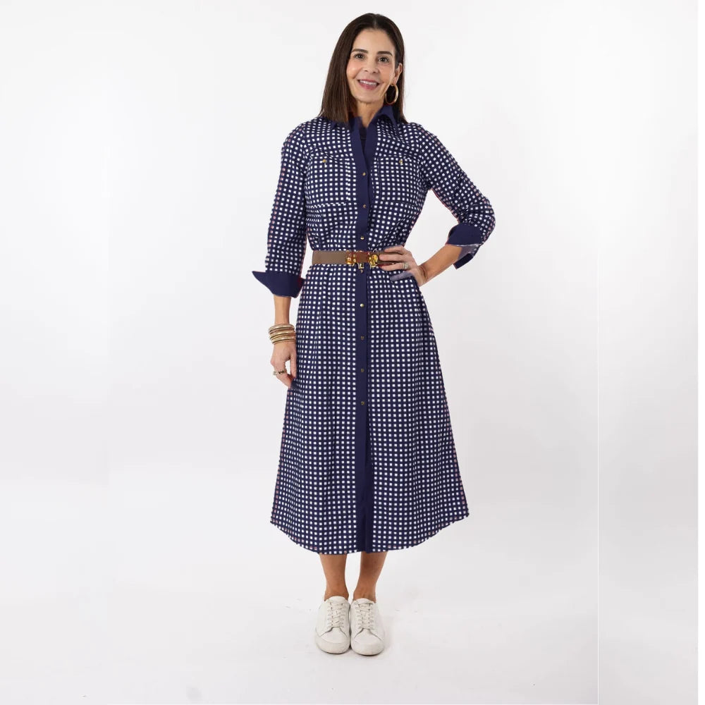 Garland Harper Dress Navy Gingham