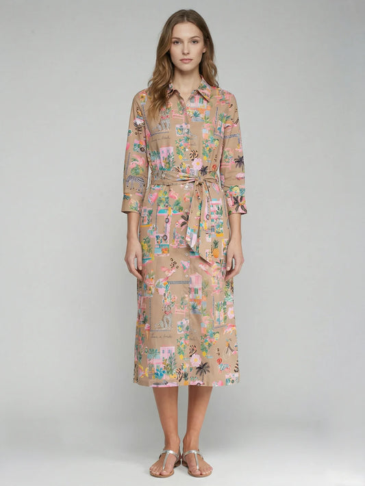 Vilagallo California Shirt Dress Camel