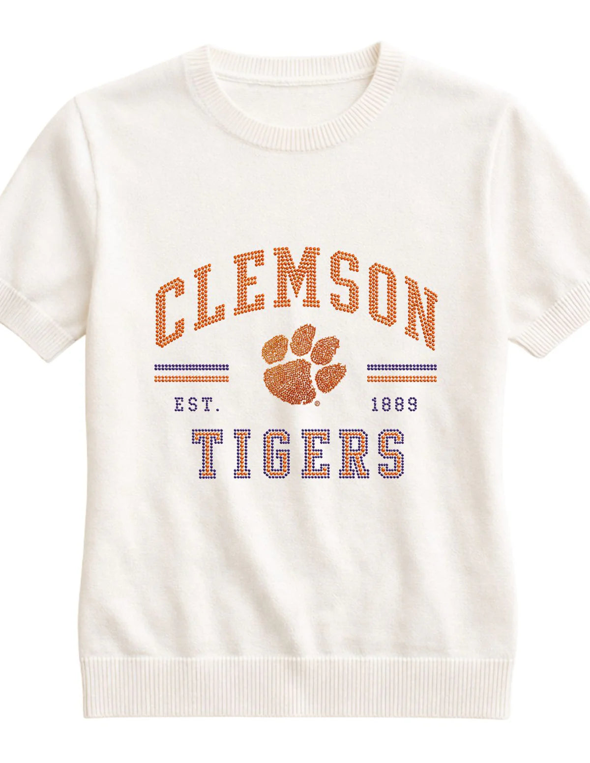 Clemson Tigers Short Sleeve Sweater Ivory