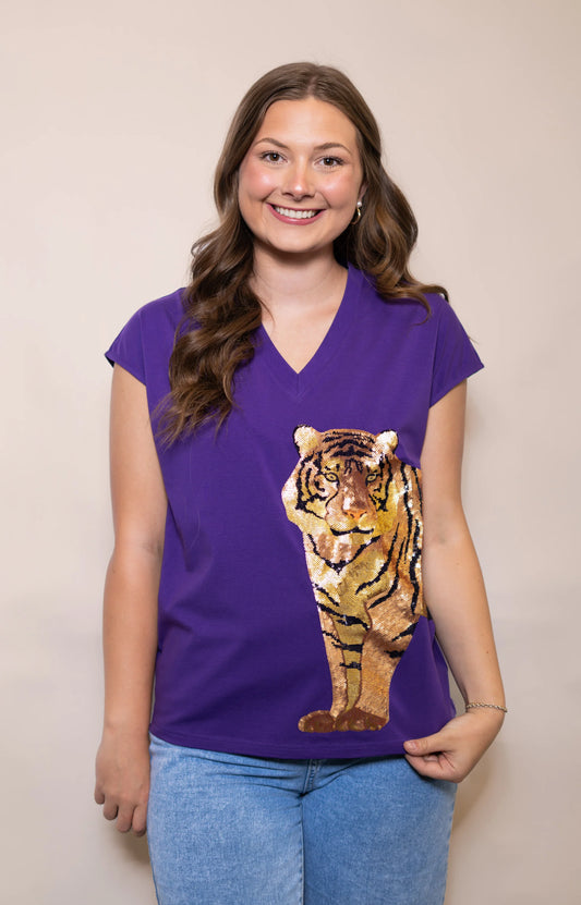 Wrap Around Tiger Tee Purple