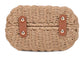 Straw Crossbody Bag With Beaded Buckle: Natural Brown