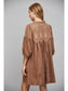 Faux Suede Lace Babydoll Dress Brown
