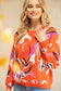 Long Sleeve Oversized Floral Sweater Top Orange