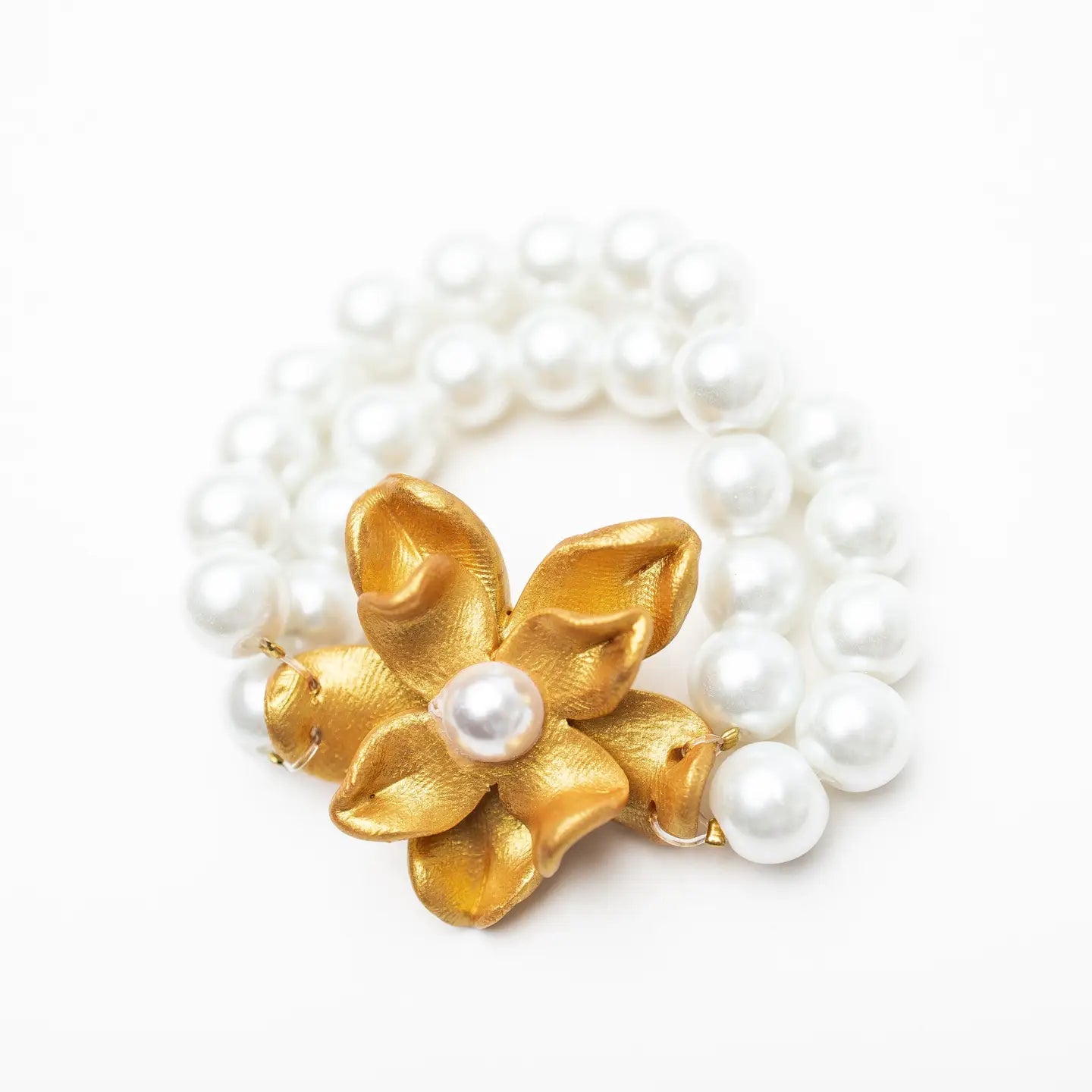 Hidden Truth Pearl Double Strand with Magnolia Pearl Cross Bracelet