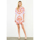 THML Puff Sleeve Embroidery Detail Dress Pink