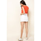 Sleeveless Knit Top with Ruffled Shoulder Orange