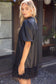 The Metallic Feather Fringe Faux Leather Dress Black