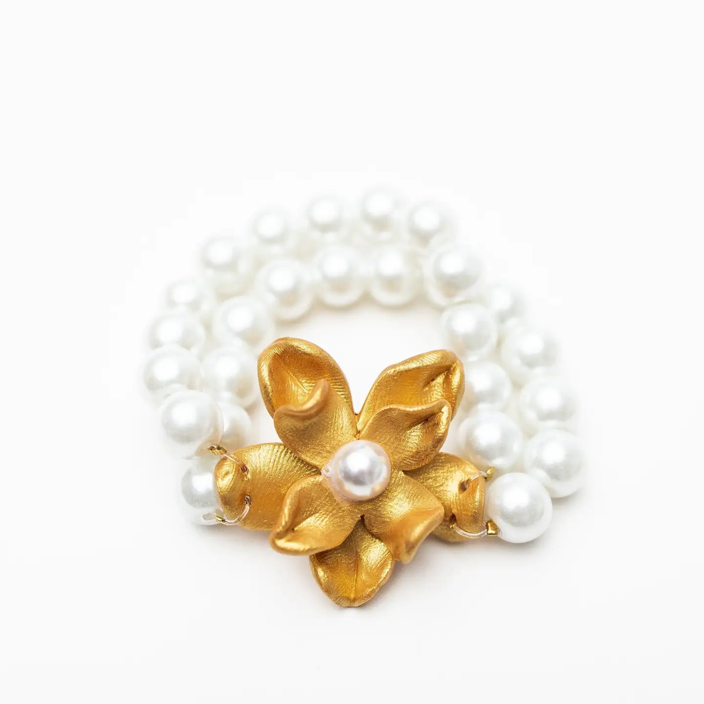 Hidden Truth Pearl Double Strand with Magnolia Pearl Cross Bracelet