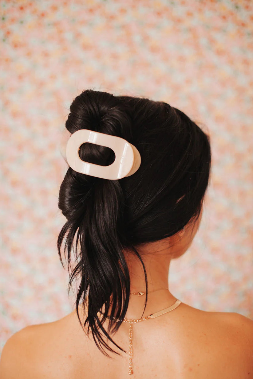 Teleties Flat Round Hair Clip Almond Beige