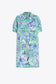 Vilagallo Blue and Green Leaf Print Shirt Dress