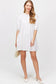 Floral Jacquard Puff Sleeve Tiered Mini Dress White