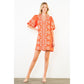 THML Embroidered Bubble Sleeve Dress Orange
