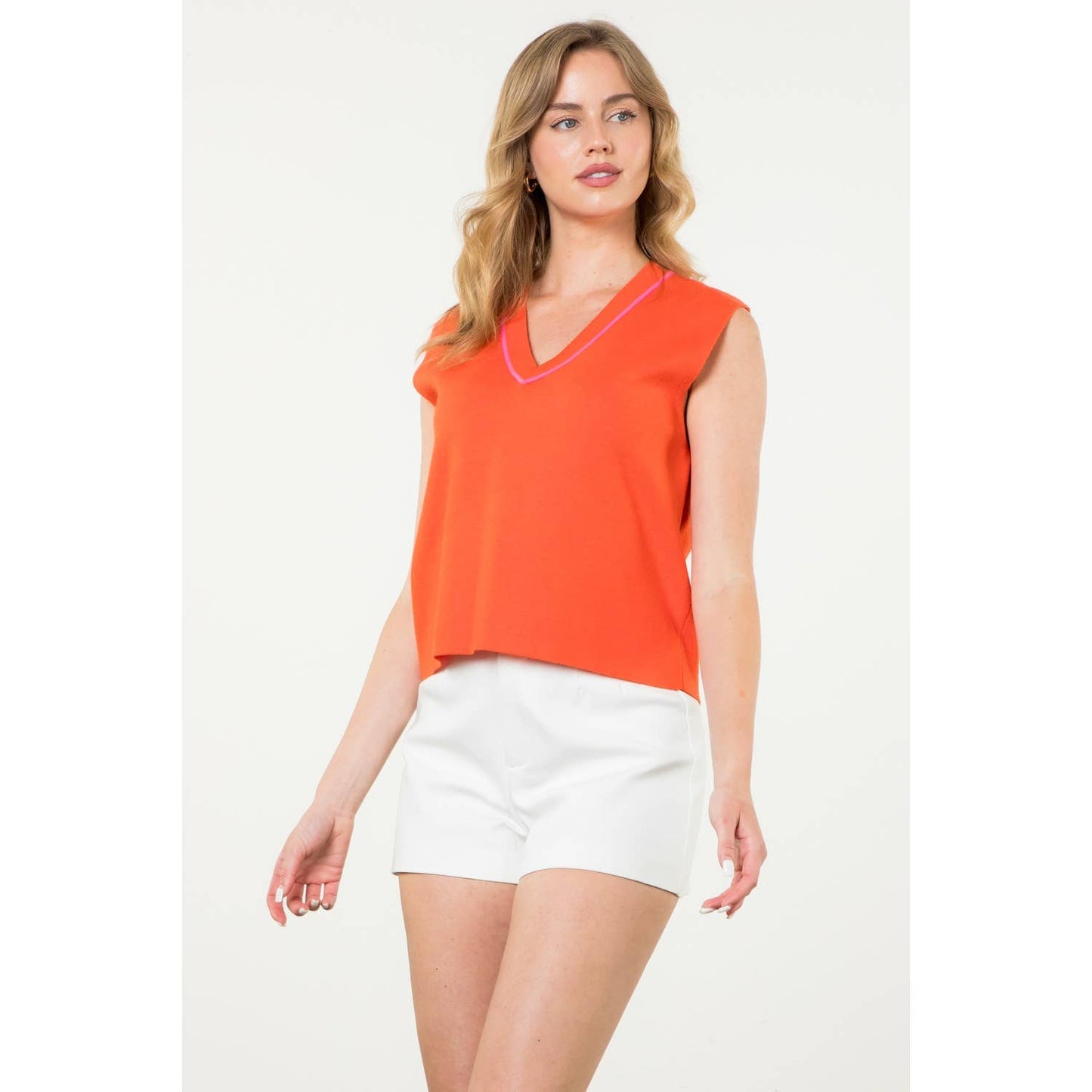 Sleeveless Knit Top Orange