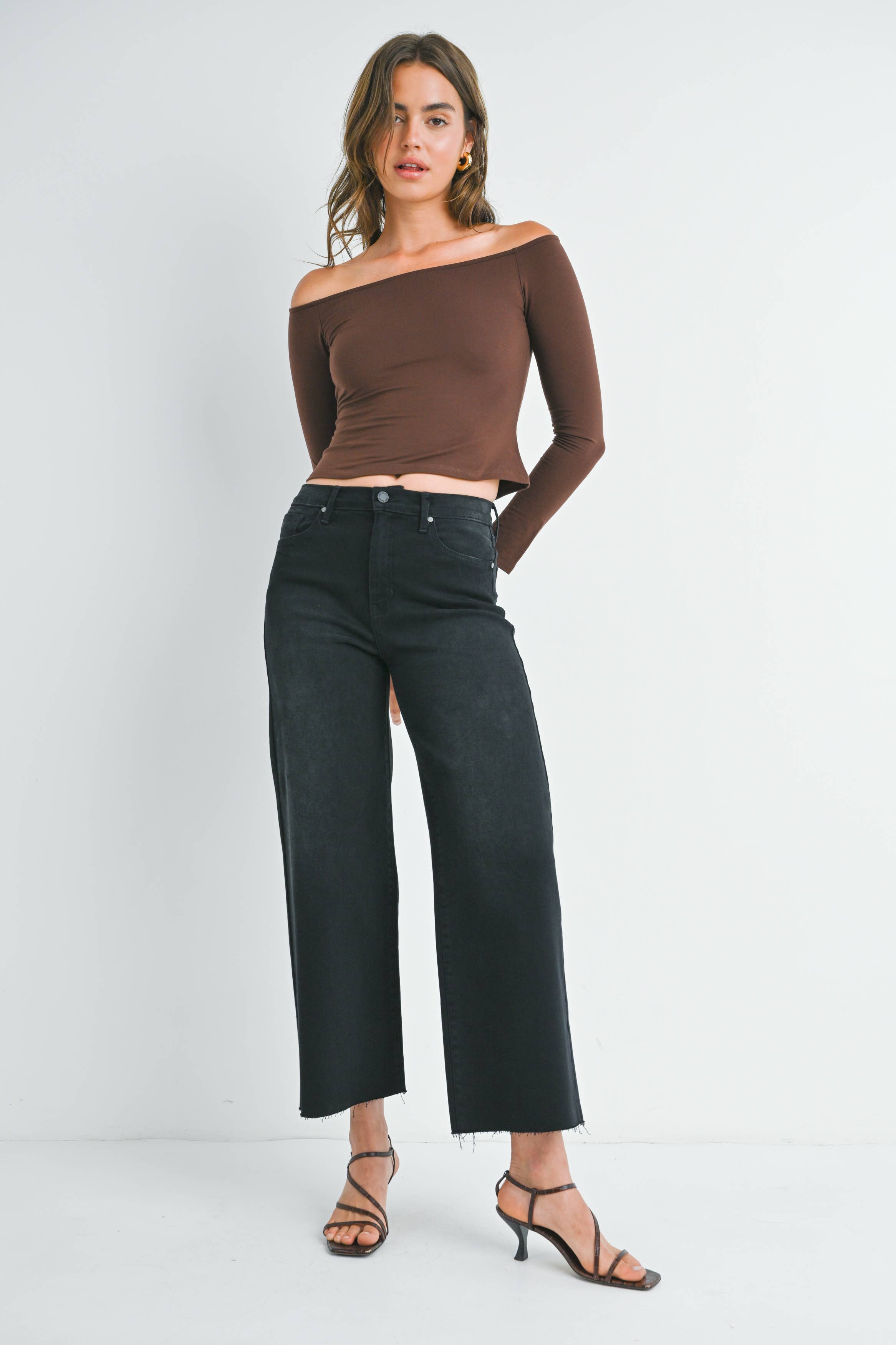 Just Black Denim Scissor Cut Wide Leg Black