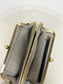 MiMi Wholesale Karen Kiss Lock Clutch BP208 interior view showing herringbone lining, gold frame, card slots, and zip pocket