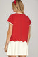Drop Short Sleeve Scallop Hem XOXO Knit Sweater Top with Contrast Edge