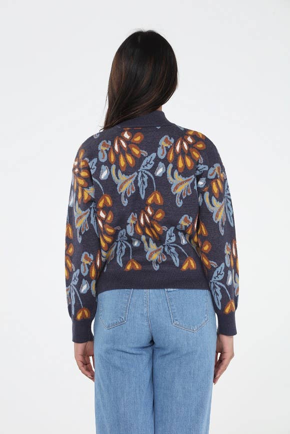 The Rosalie Floral Quarter Zip Navy