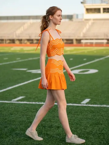 Ric Rac Trim Crop Top & Ruffle Skort Set