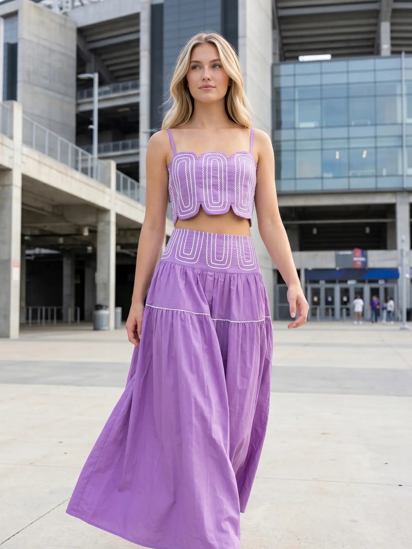 The Scalloped Chic Skirt Set Purple