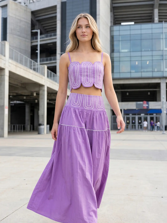 The Scalloped Chic Skirt Set Purple