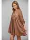 Faux Suede Lace Babydoll Dress Brown