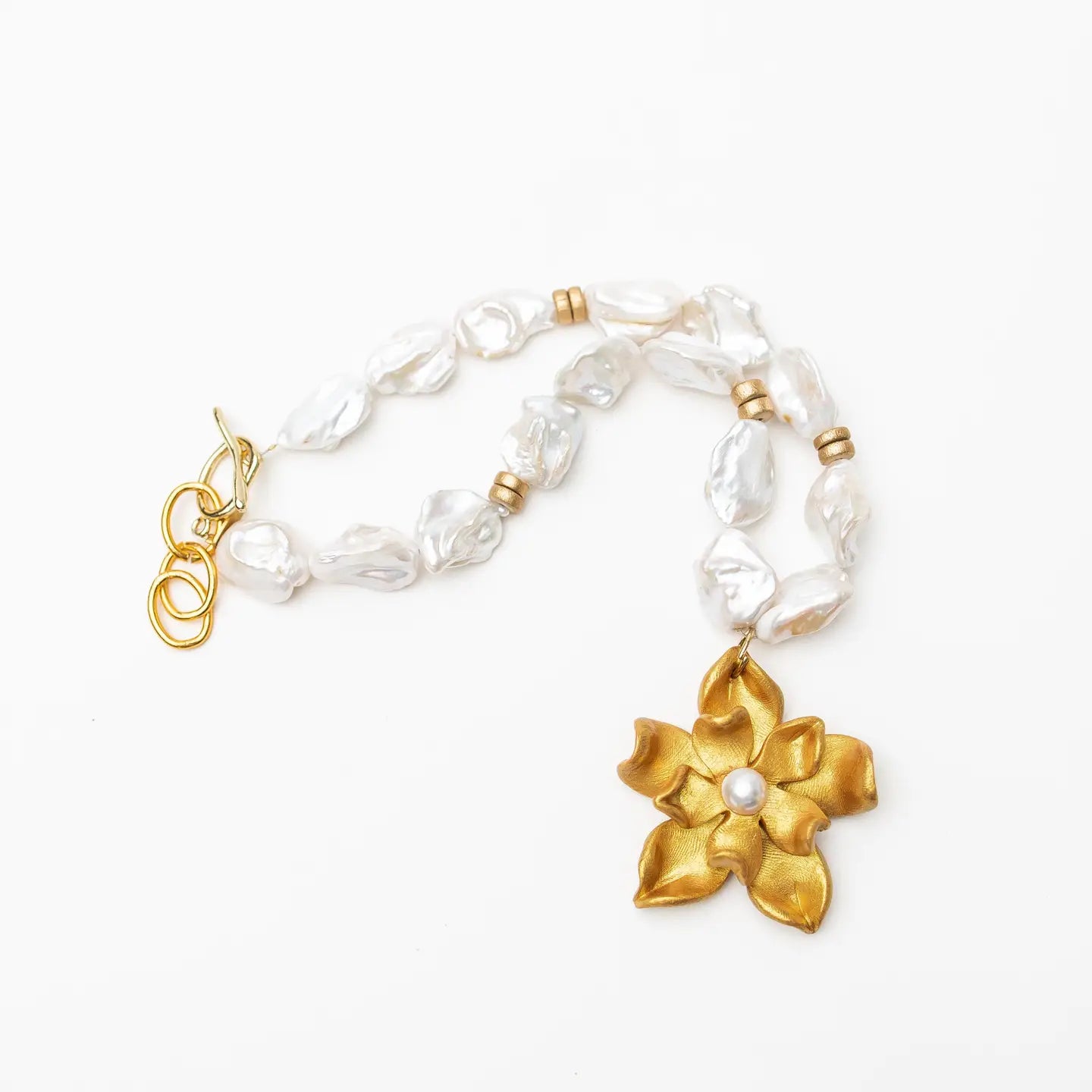 Hidden Truth Adjustable Baroque Pearls with Magnolia Pearl Blossom Necklace