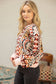 Solid Ribbed Detail Printed Sweater Top Multi