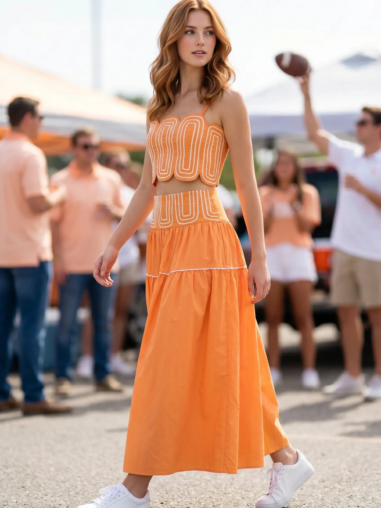 The Scalloped Chic Skirt Set Orange
