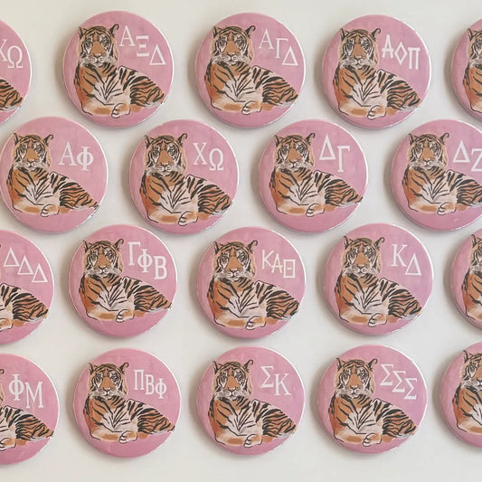 Sorority Pink Tiger Button