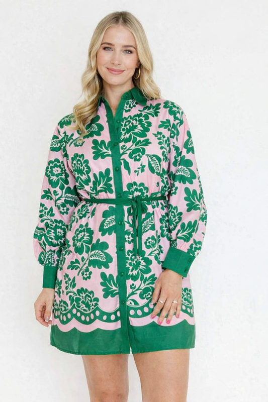 Joy Joy Shirt Dress Jade Petals