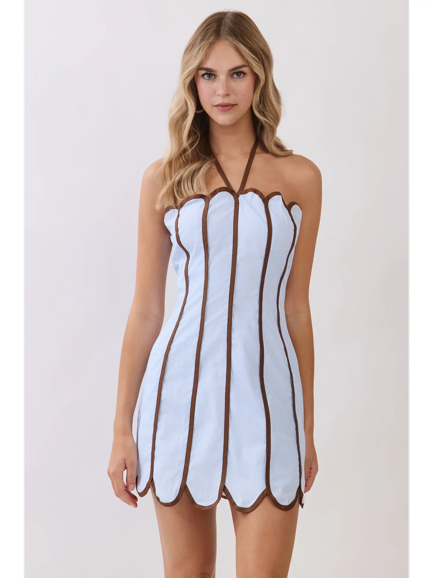 The Sweet Scalloped Dress Blue