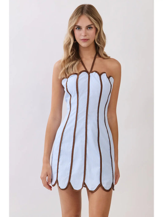 The Sweet Scalloped Dress Blue