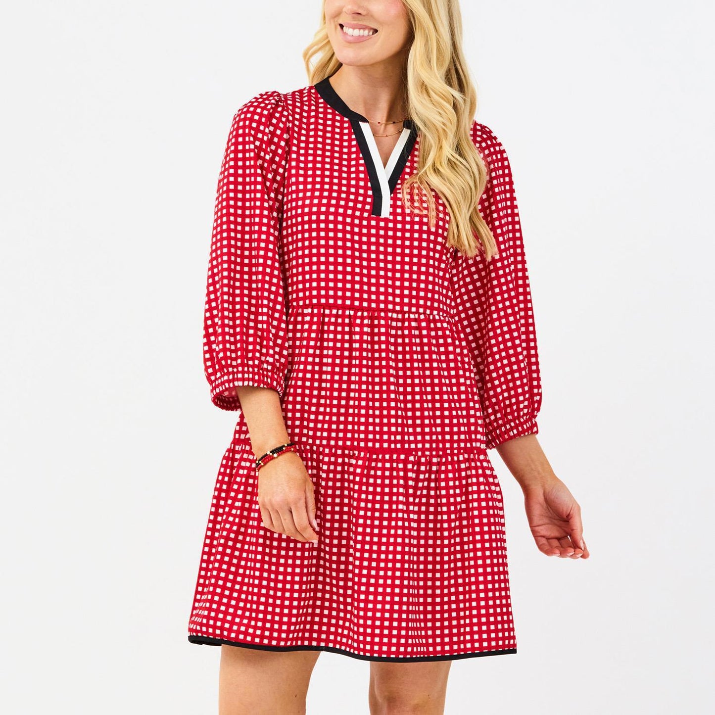 Mary Square Cooper Gingham Dress Red And Black
