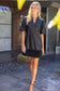 The Metallic Feather Fringe Faux Leather Dress Black