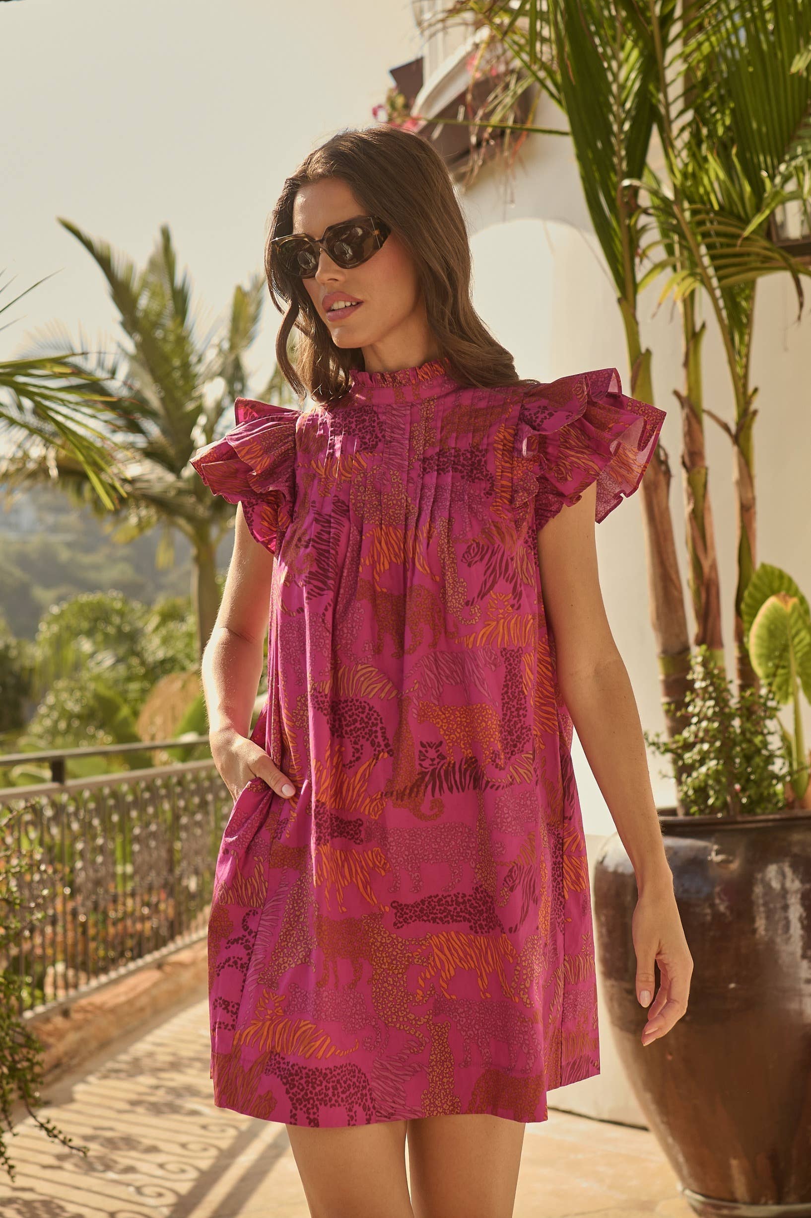 In the Jungle Lovel Shift Mini Dress: Magenta