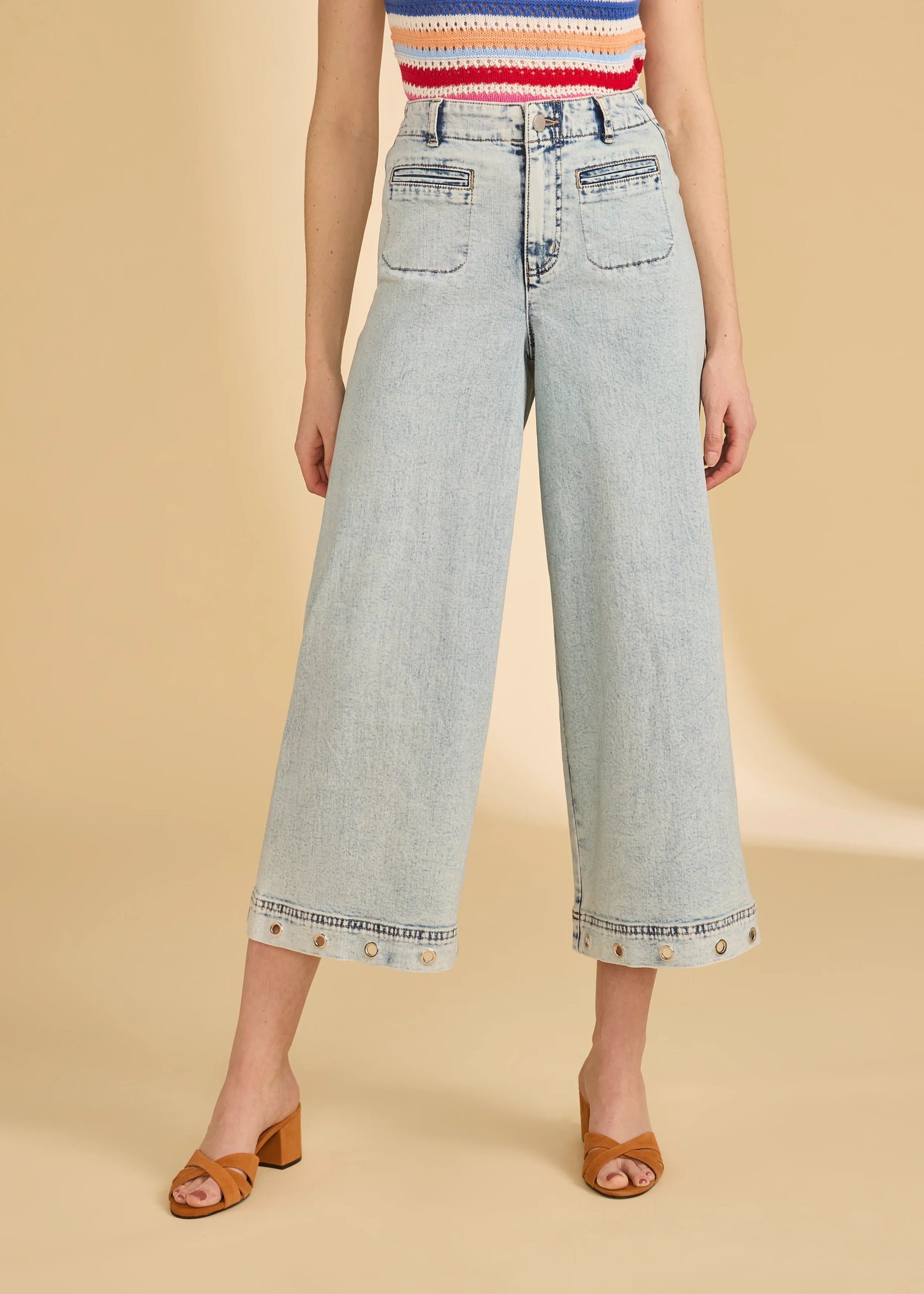 Suzanne Wide Crop Denim Ocean