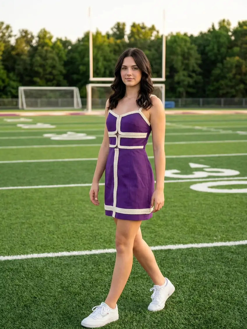 Contrast Trim Bodycon Mini Dress Purple